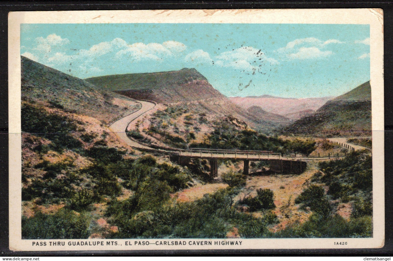 264z * TEXAS * EL PASO * CALSBAD CAVERN HIGHWAY * PASS THRU GUADALUPE MTS. * 1931 **! - El Paso