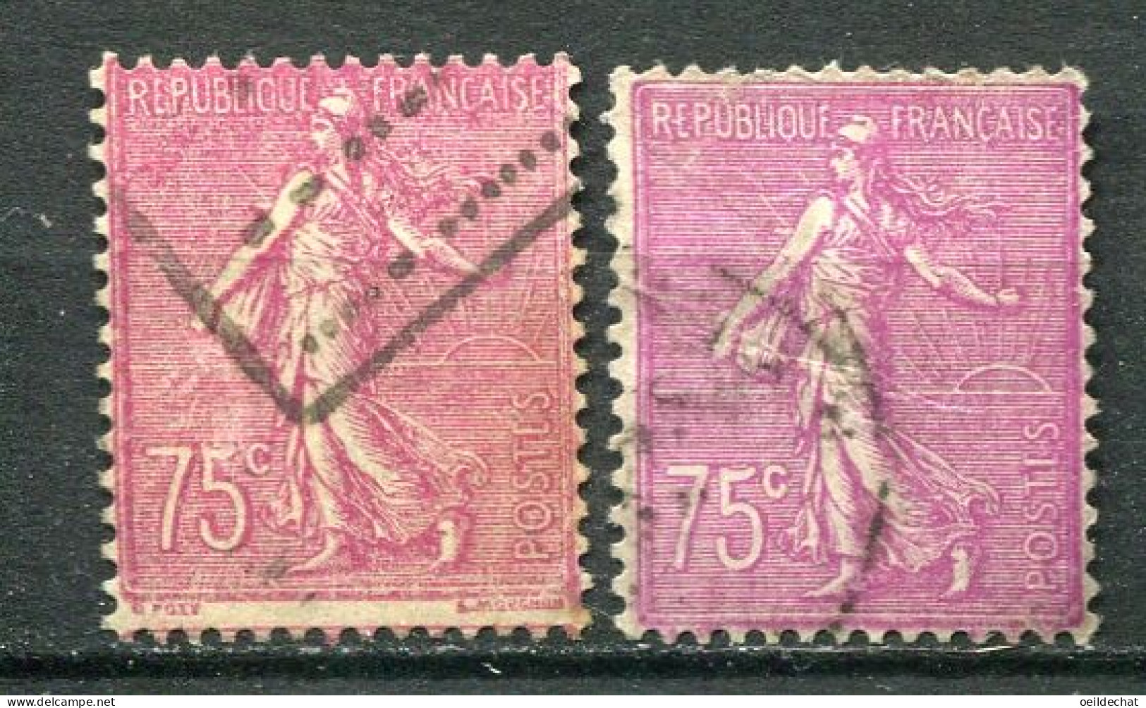 25888 FRANCE N°202a/2° 75c. Semeuse : Type II Deux Lignes Blanches + Type I 1925   TB - Usati