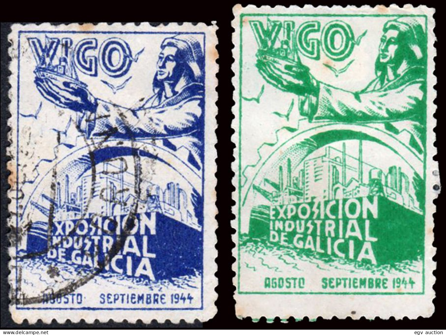 Pontevedra - Viñetas - S/Cat O 1944 "Vigo - Exposición Industrial De Galicia Agosto/Septiembre" - Variétés & Curiosités