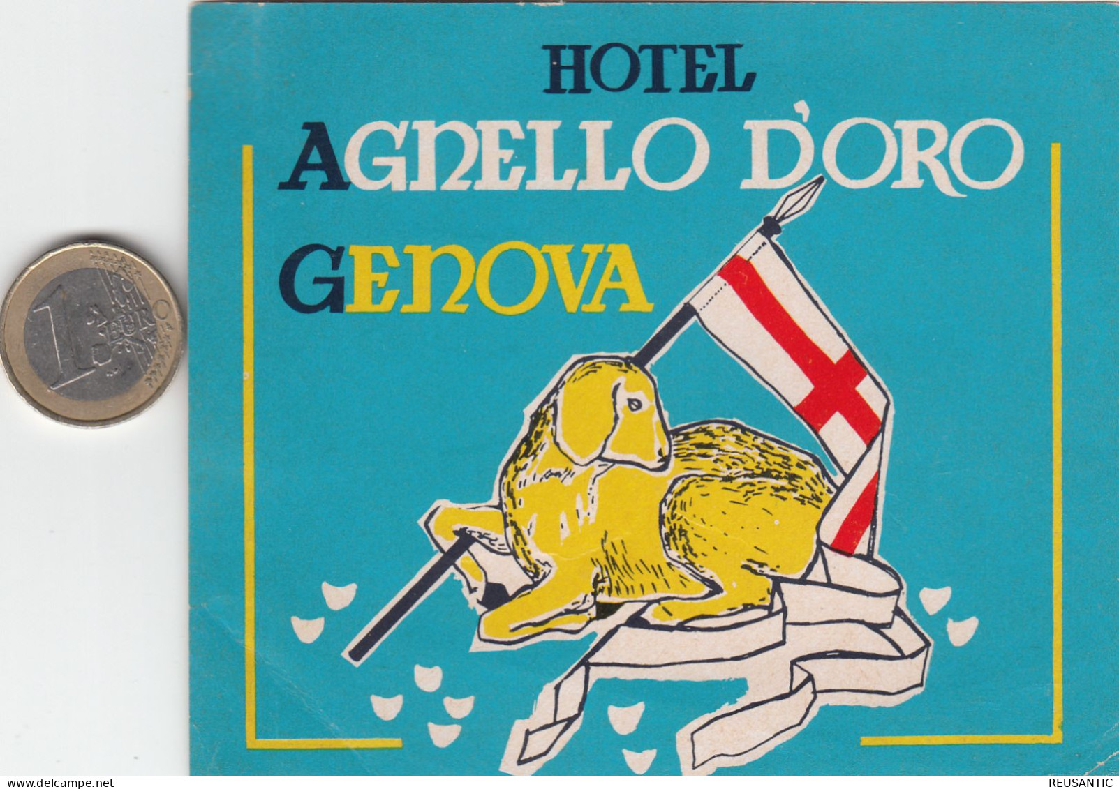 ETIQUETA - STICKER - LUGGAGE LABEL HOTEL  AGNELLO D'ORO -GENOVA    - ITALIA - ITALY - Etiquetas De Hotel