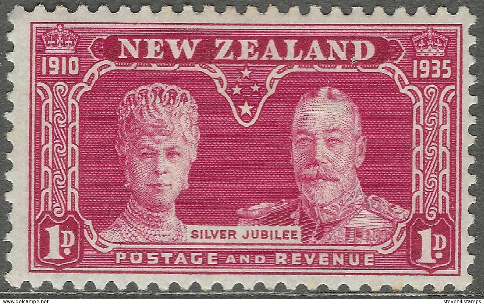 New Zealand. 1935 KGV Silver Jubilee. 1d MH. SG 574 - Ongebruikt