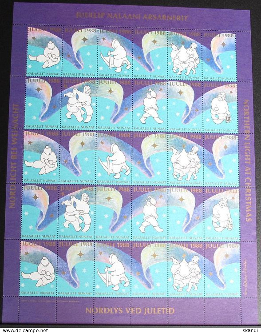 GRÖNLAND 1988 Weihnachtsmarken Kompletter Bogen ** MNH - Blocks & Kleinbögen