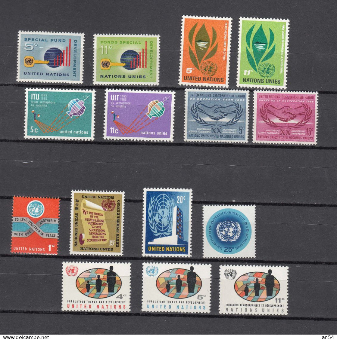 NATIONS  UNIES  NEW-YORK     1965  N° 133 à 147 + BLOC N° 3   NEUFS**   CATALOGUE YVERT&TELLIER - Unused Stamps