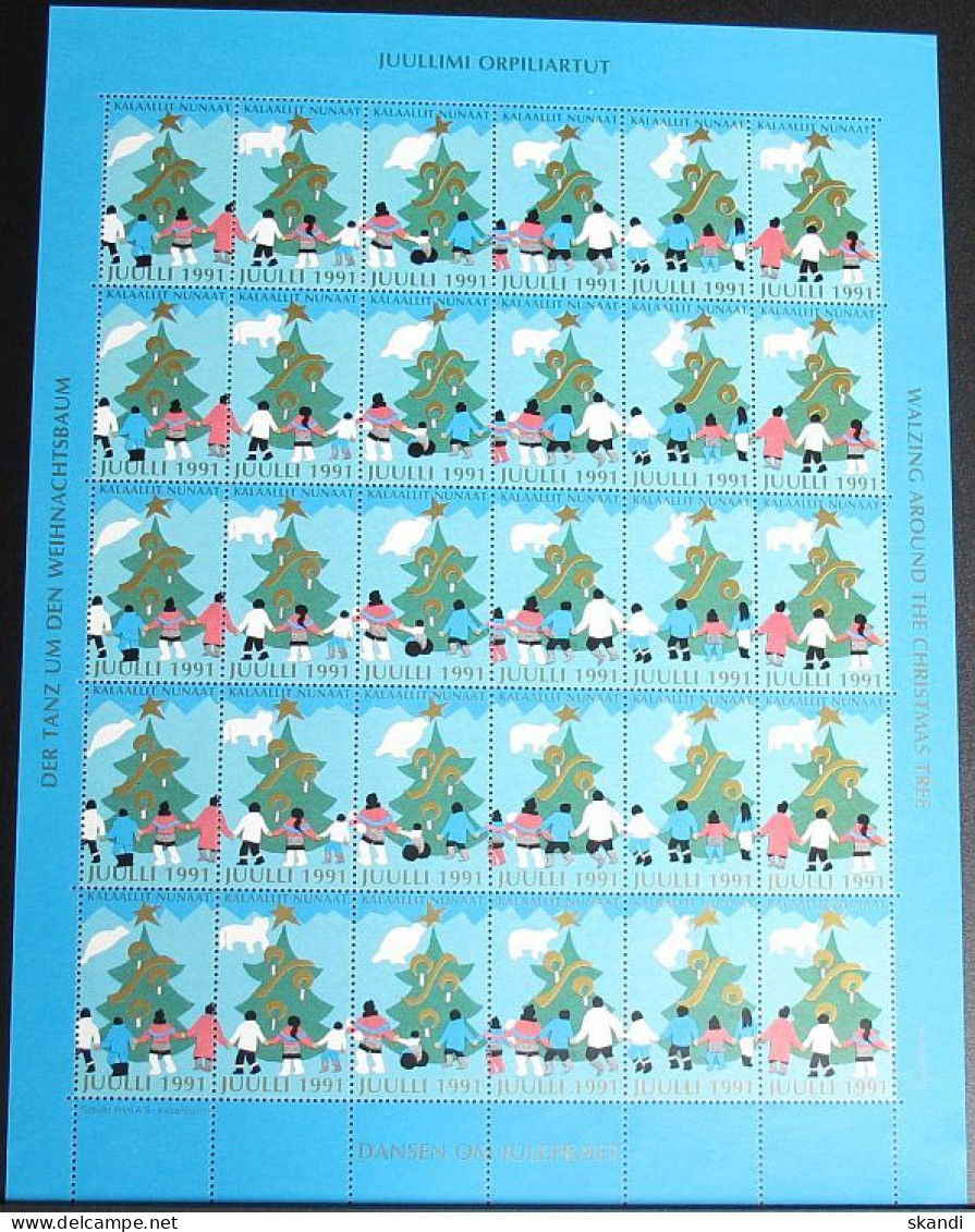 GRÖNLAND 1991 Weihnachtsmarken Kompletter Bogen ** MNH - Blocks & Kleinbögen