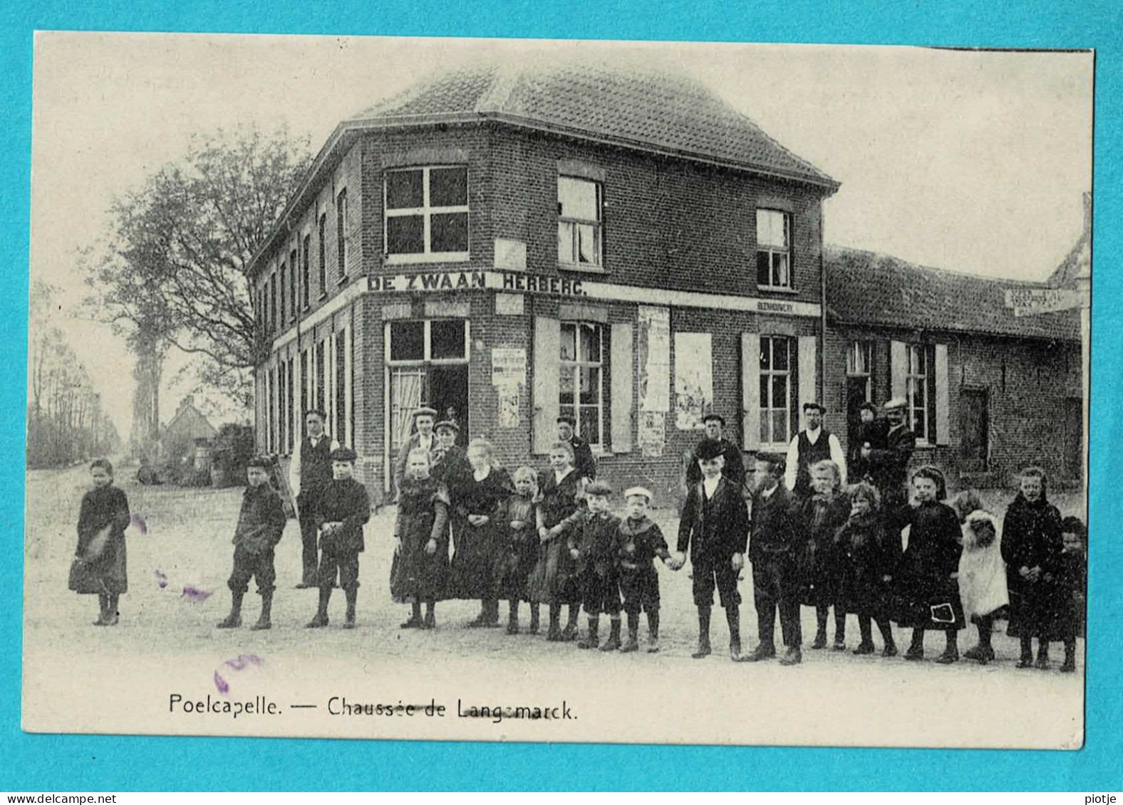 * Poelkapelle - Poelcapelle (Langemark) * Chaussée De Langemarck, Café De Zwaan, Animée, Enfants, TOP Feldpost - Langemark-Pölkapelle