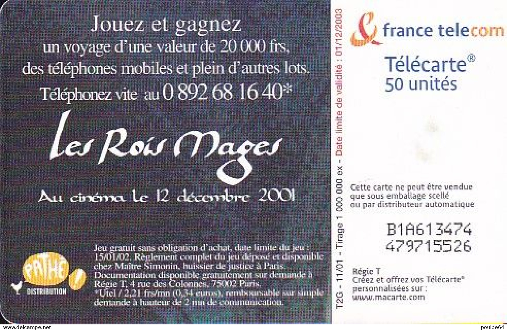 F1191  11/2001 - LES ROIS MAGES - 50 GEM2 - 2001