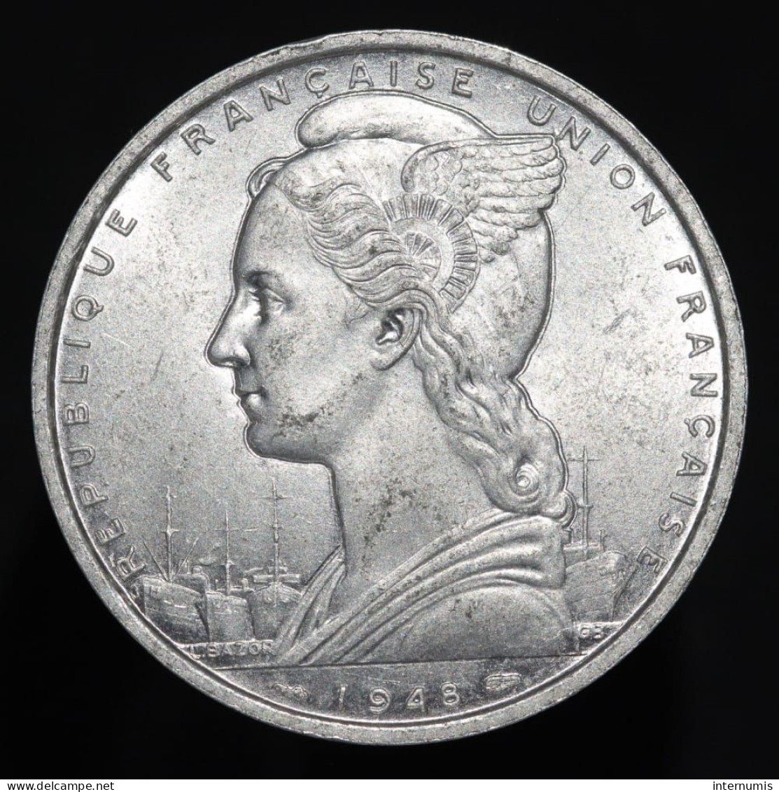 Djibouti / Côte Françaises Des Somalis, 5 Francs, 1948, Aluminum, NC (UNC), KM#6, Lec.4 - Dschibuti