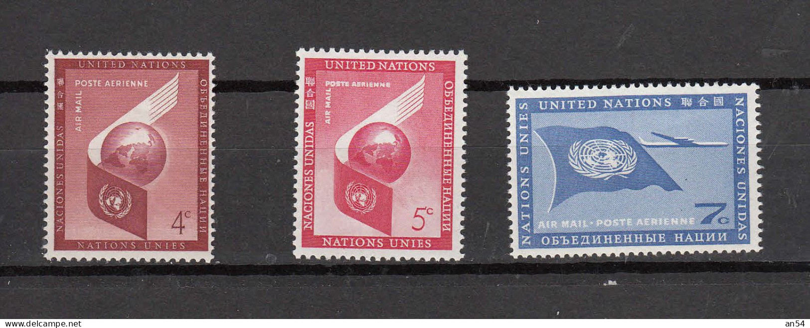 NATIONS  UNIES  NEW-YORK  LOT     1957/59     NEUFS**  + OBLITERES    CATALOGUE YVERT&TELLIER - Posta Aerea