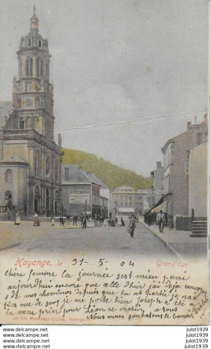Julot1939 ...   HAYANGE ..-- Grand ' Rue . 1904 Vers BRUXELLES ( Mr ESSLING , Chez Mr DETRY ) . Voir Verso . - Autres & Non Classés