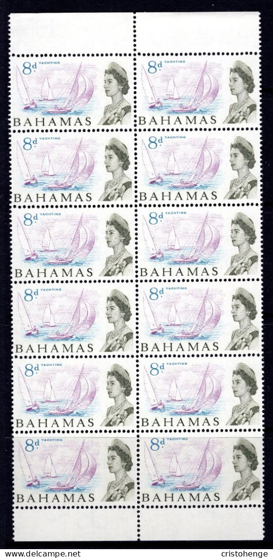 Bahamas 1965 Pictorials - 8d Yachting Block Of 12 MNH (SG 254) - 1963-1973 Autonomie Interne