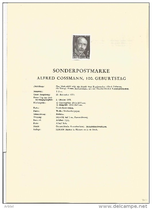 AUSTRIA IMPERFORATE BLACK PROOF ON POST OFFICE DOCUMENT ENGRAVER ALDRED COSSMANN - Gravures