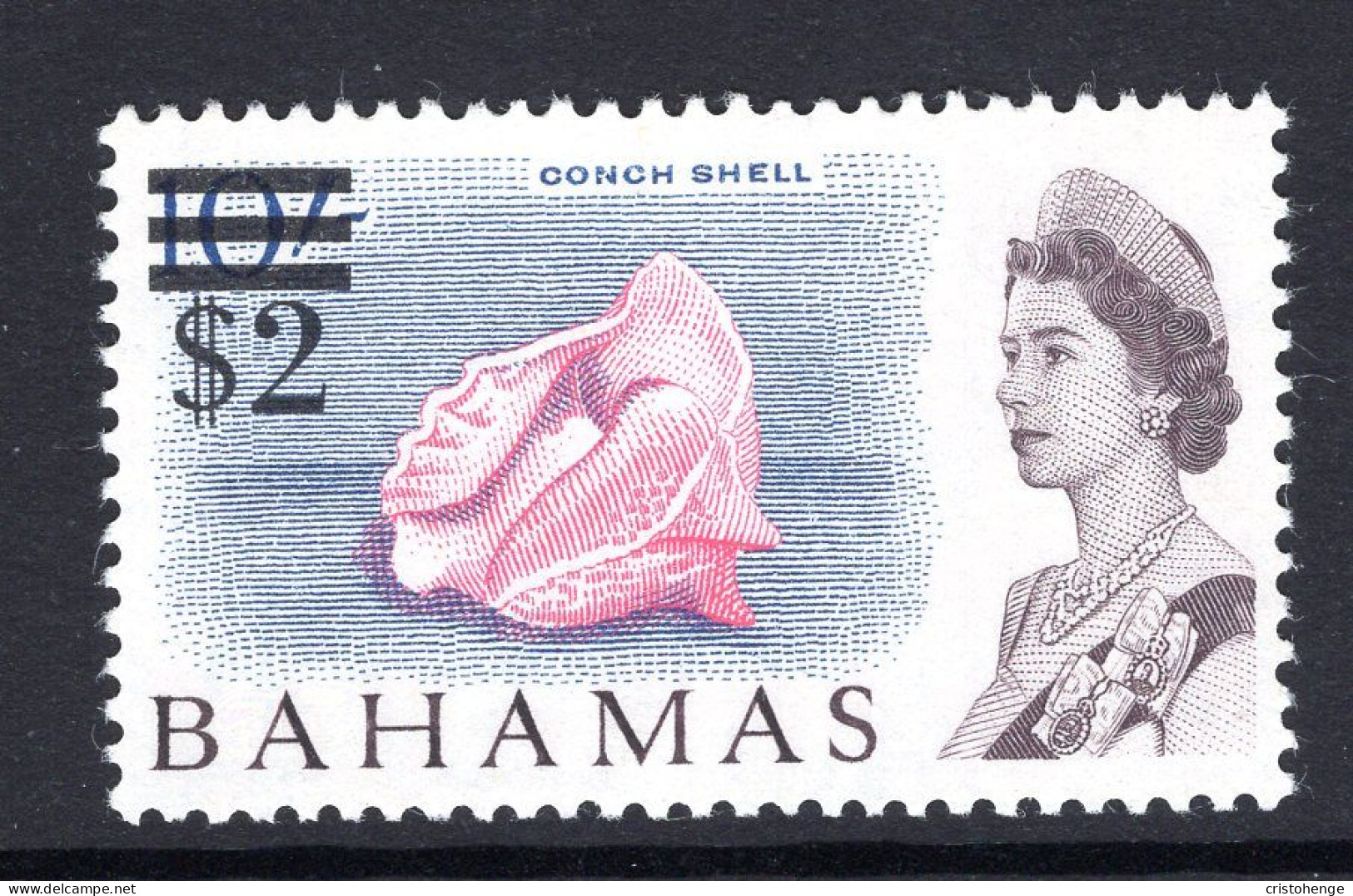 Bahamas 1966 Decimal Currency Overprints - $2 On 10/- Conch Shell HM (SG 286) - 1963-1973 Ministerial Government