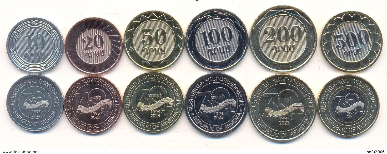 Armenia 2023, 30 Years Of National Currency, Jubilee Circulation 6 Coins, UNC - Armenien