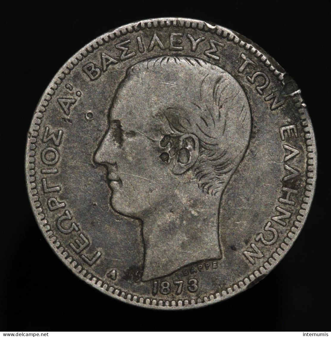 Grèce / Greece, George I, 2 Drachmai, 1873, Argent (Silver), KM#39 - Grèce