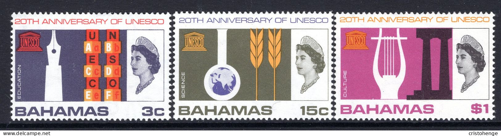 Bahamas 1966 20th Anniversary Of UNESCO Set VLHM (SG 292-294) - 1963-1973 Autonomía Interna