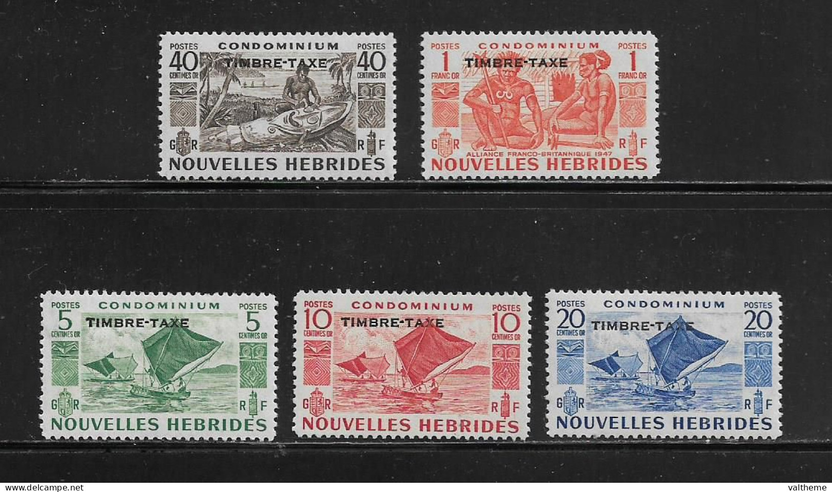 NOUVELLES HEBRIDES  ( DIV - 269 )  1953   N° YVERT ET TELLIER  N°  26/30     N* - Timbres-taxe