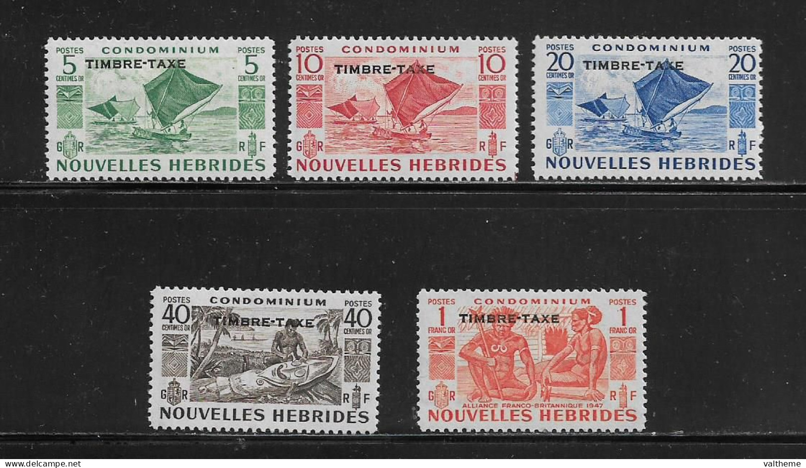 NOUVELLES HEBRIDES  ( DIV - 270 )  1953   N° YVERT ET TELLIER  N°  26/30     N* - Timbres-taxe