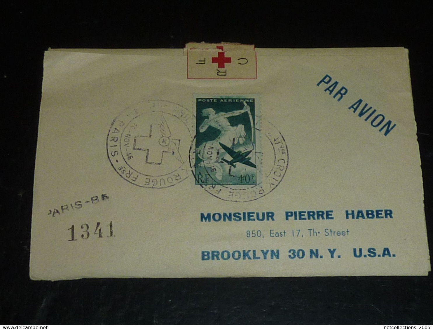 TOUR DU MONDE; CROIX ROUGE - PARIS NEW-YORK 18/11/1946 AU 21/11/1946 - NEW-YORK BRUXELLES - BRUXELLES PARIS ARRIVEE (CB) - Rode Kruis