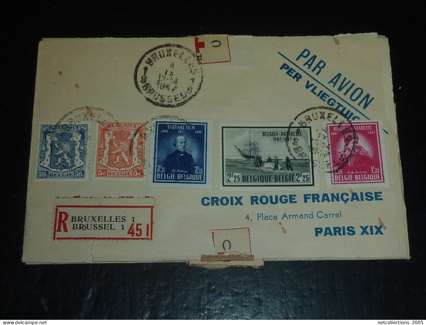 TOUR DU MONDE; CROIX ROUGE - PARIS NEW-YORK 18/11/1946 AU 21/11/1946 - NEW-YORK BRUXELLES - BRUXELLES PARIS ARRIVEE (CB)