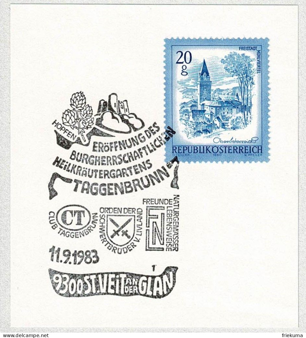 Oesterreich / Austria 1983, Sonderstempel Heilkräutergarten Taggenbrunn St. Veit An Der Glan, Hopfen / Cannabaceae - Geneeskrachtige Planten