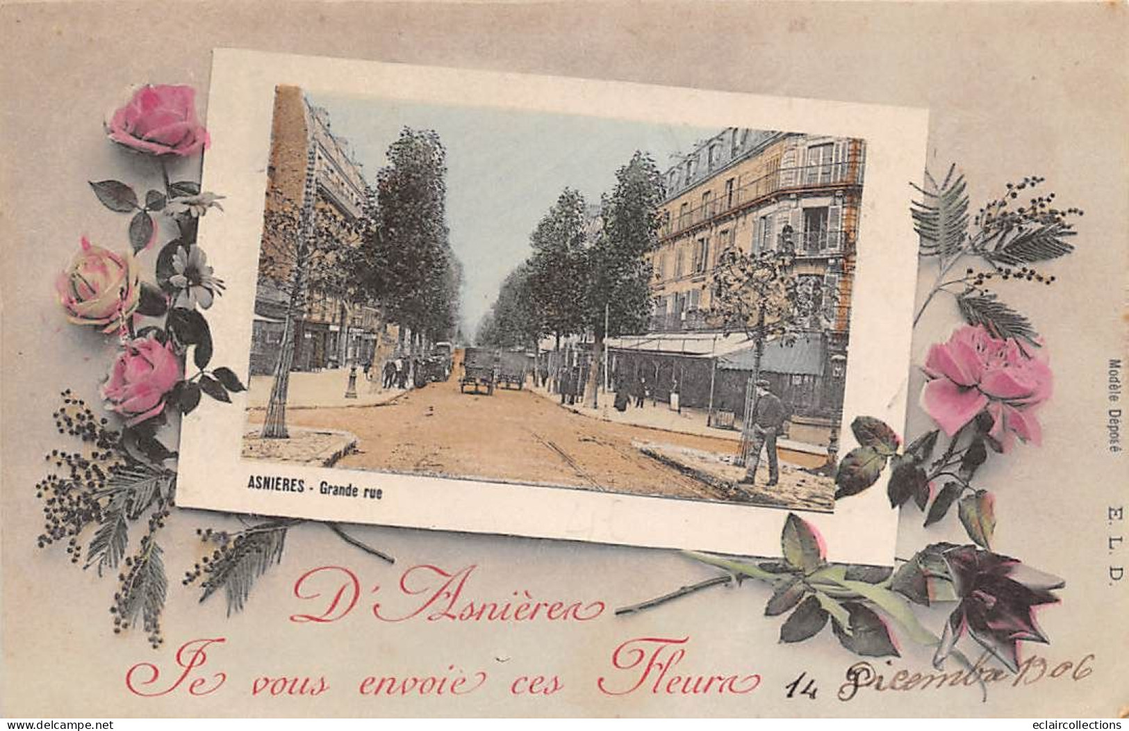 Asnières Sur Seine       92        Je Vous Envoie Ces Fleurs   (voir Scan) - Asnieres Sur Seine