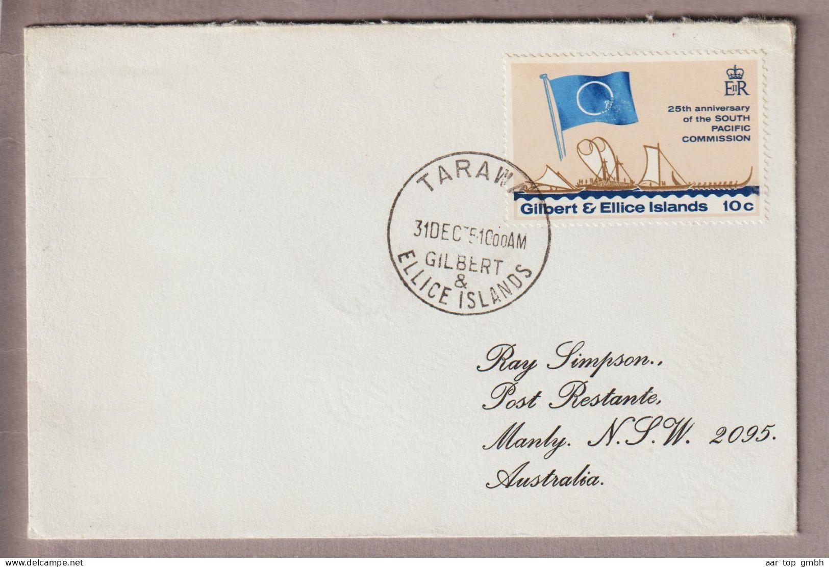 Ozeanien Gilbert & Ellice Islands 1951-12-31 Tarawa Brief Nach Australien N.S.W. - Autres - Océanie