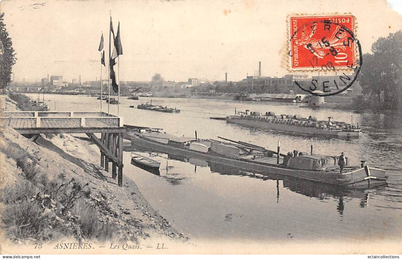 Asnières Sur Seine       92         Les Quai. Péniches.   (voir Scan) - Asnieres Sur Seine