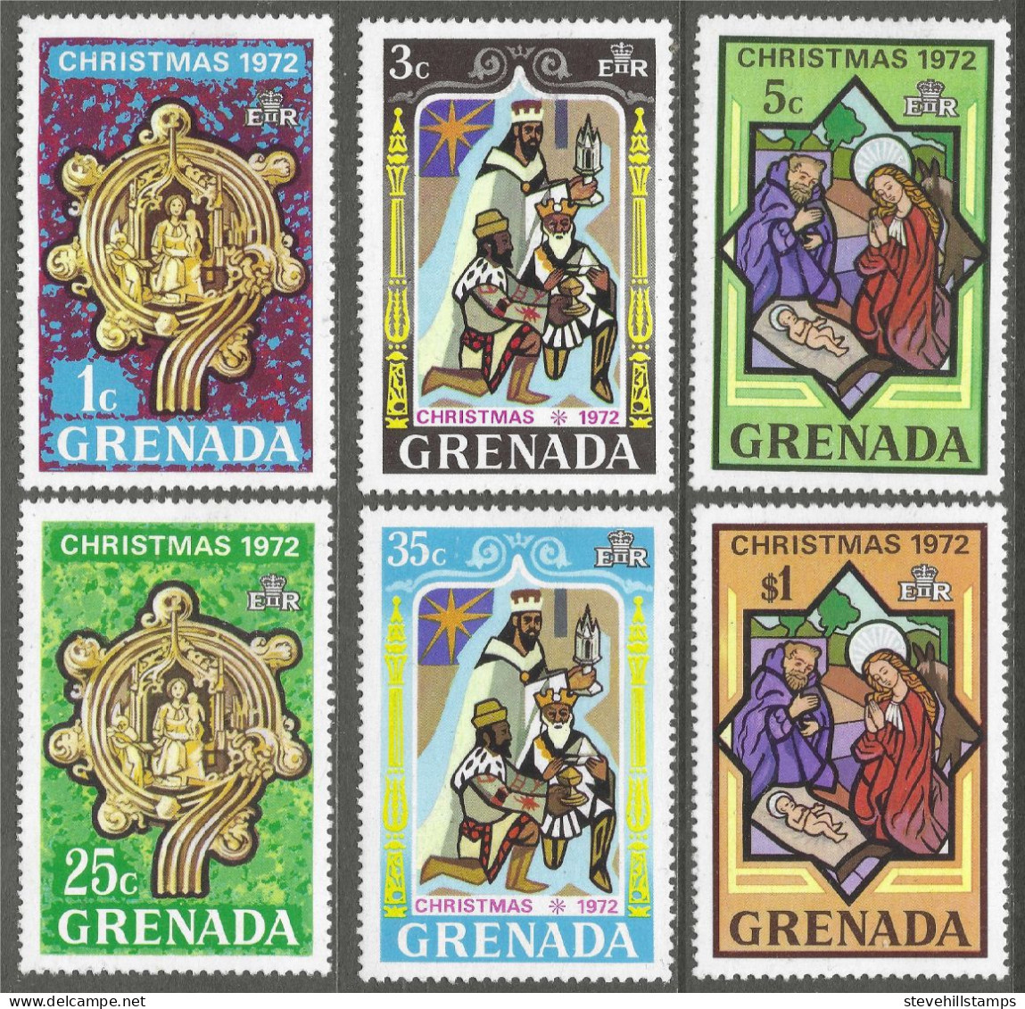 Grenada. 1972 Christmas. MH Complete Set Excl M/S. SG 541-546 - Grenada (...-1974)