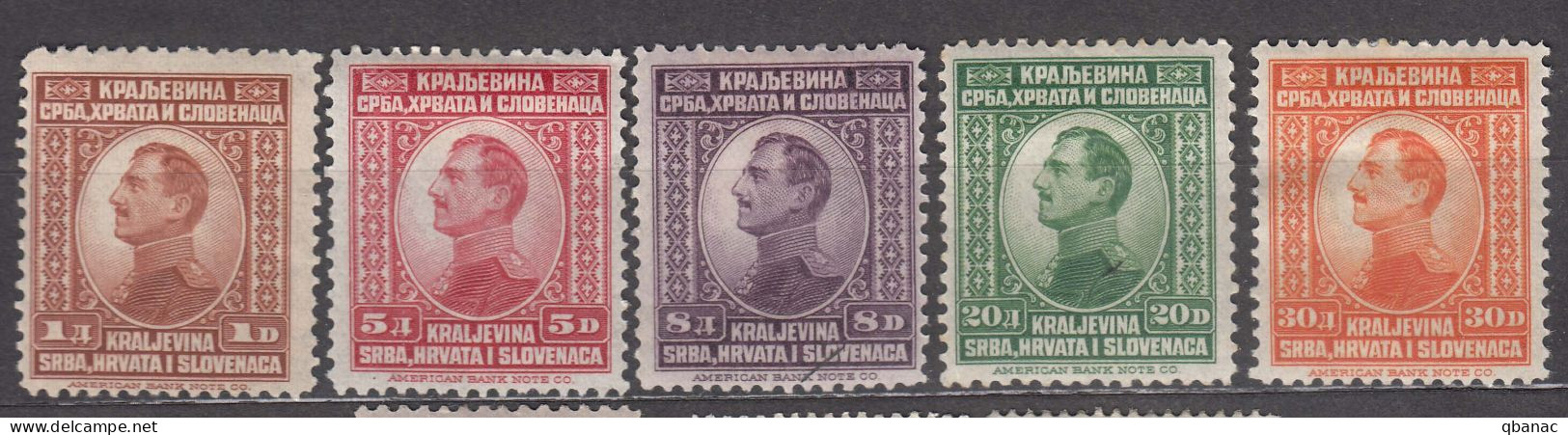 Yugoslavia Kingdom 1923 Mi#169-173 Mint Hinged - Ungebraucht