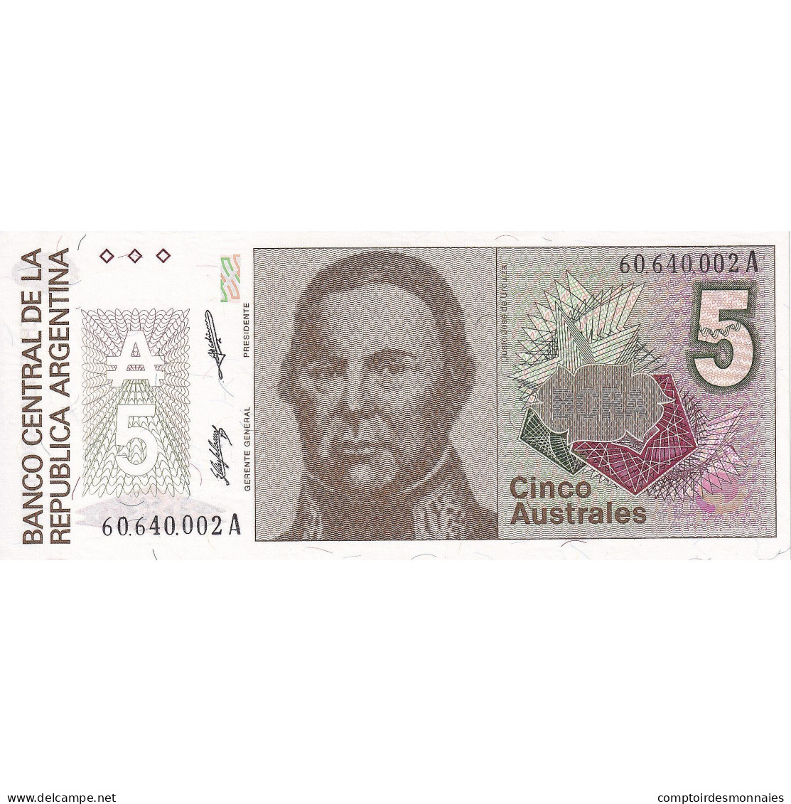 Billet, Argentine, 5 Australes, KM:324b, NEUF - Brésil