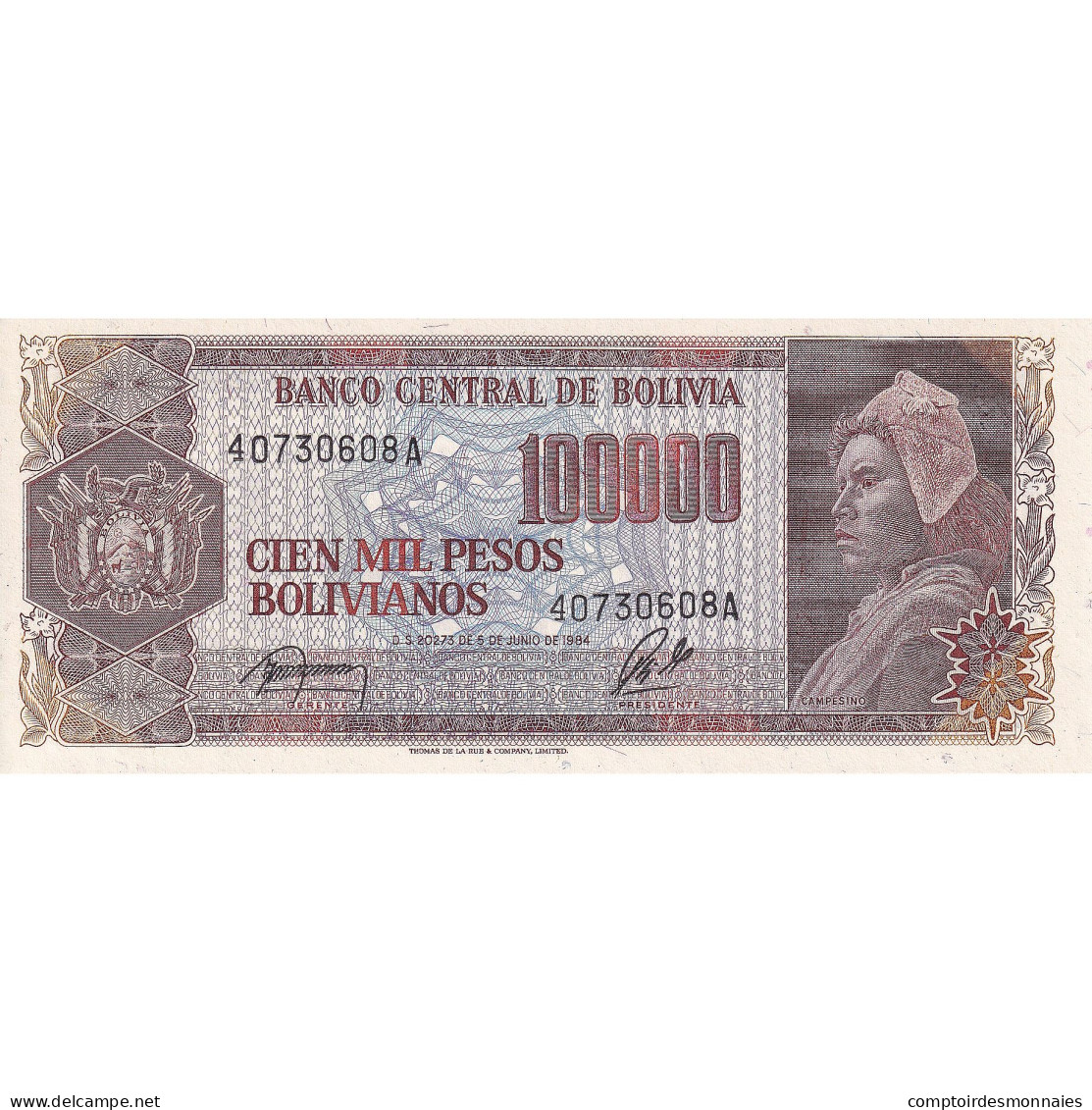 Billet, Bolivie, 100,000 Pesos Bolivianos, 1984, 1984-06-05, KM:171a, NEUF - Bolivië