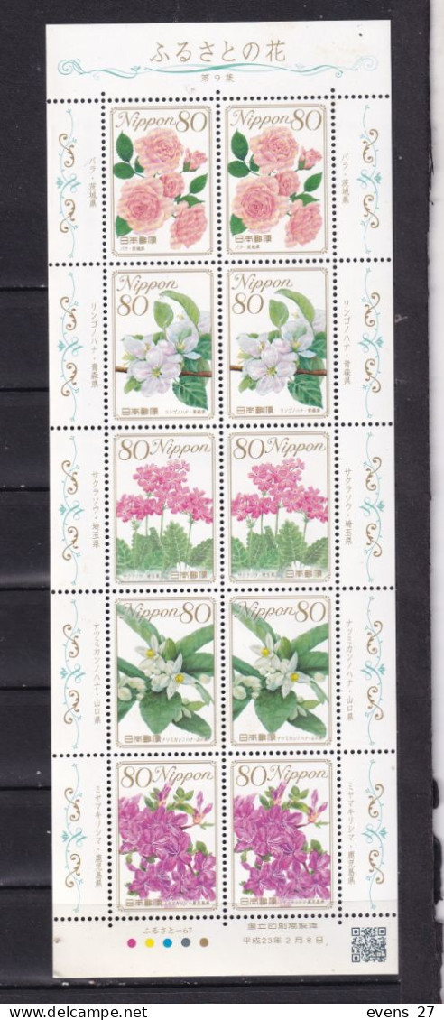 JAPAN-2011-.FLOWERS- SHEET.MNH. - Blokken & Velletjes