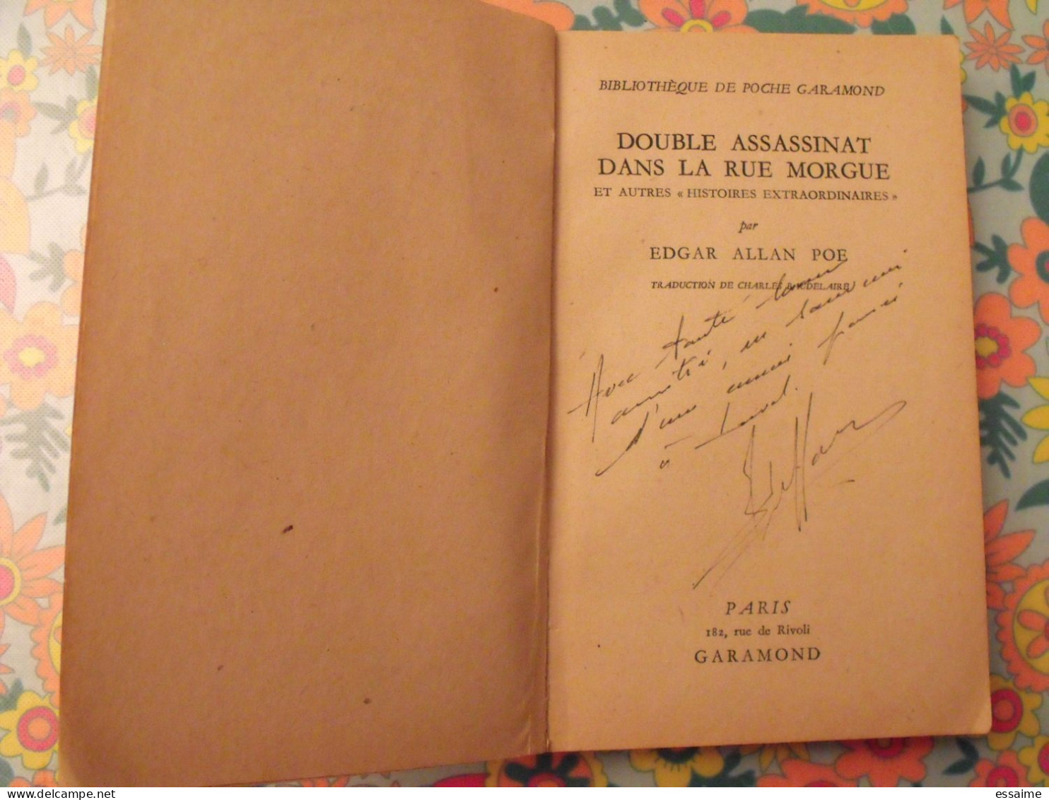 Double Assassinat Dans La Rue Morgue Par Edgar Alan Poe. Charles Baudelaire.. Garamond 1947 - Fantásticos