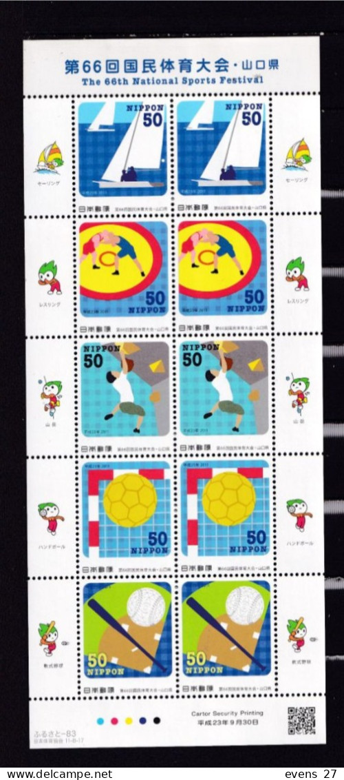 JAPAN-2011-.- SHEET.MNH-THE 66th NATIONAL SPORTS FESTIVAL - Hojas Bloque