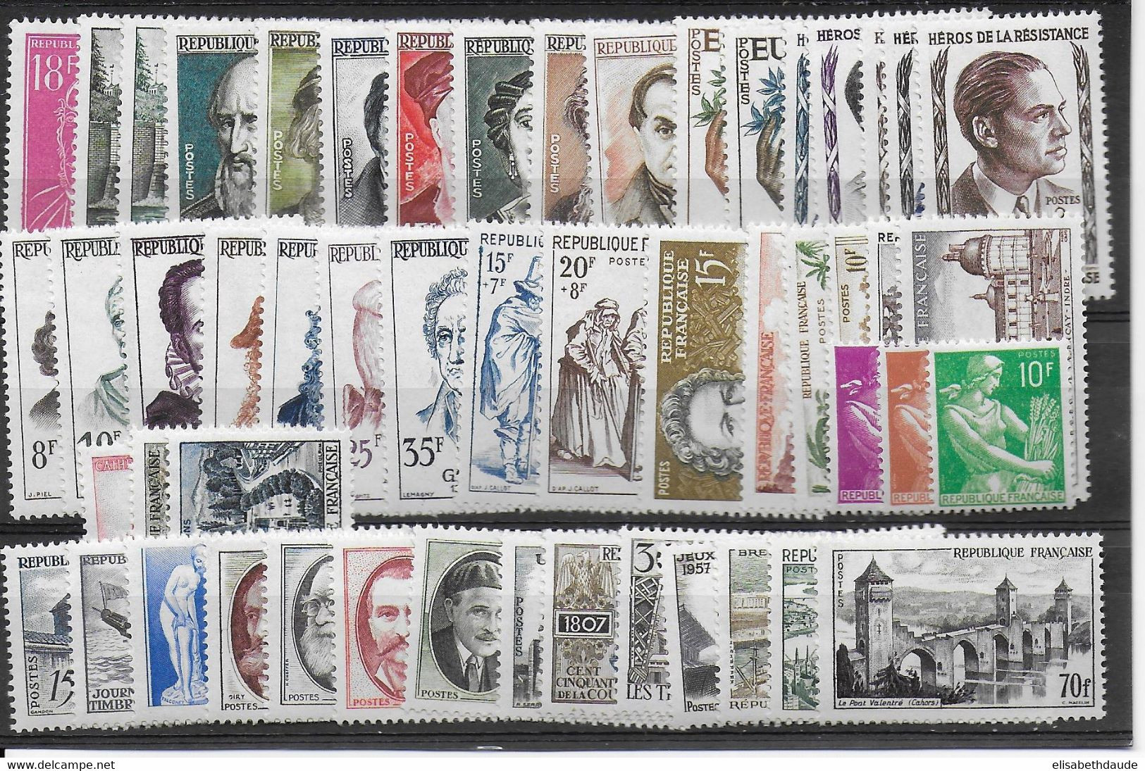 FRANCE - 1957 - VENTE SPECIALE ! ANNEE COMPLETE ** MNH - 52 TIMBRES - COTE = 111 EUR. - 1950-1959