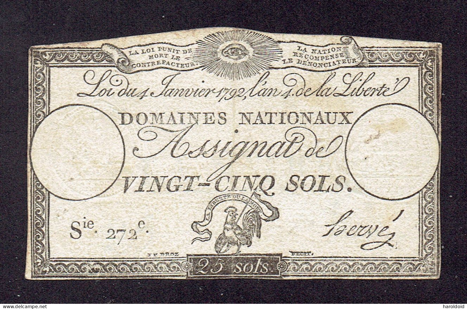 ASSIGNAT DE 25 SOLS - TB - 1792 - Assignats & Mandats Territoriaux