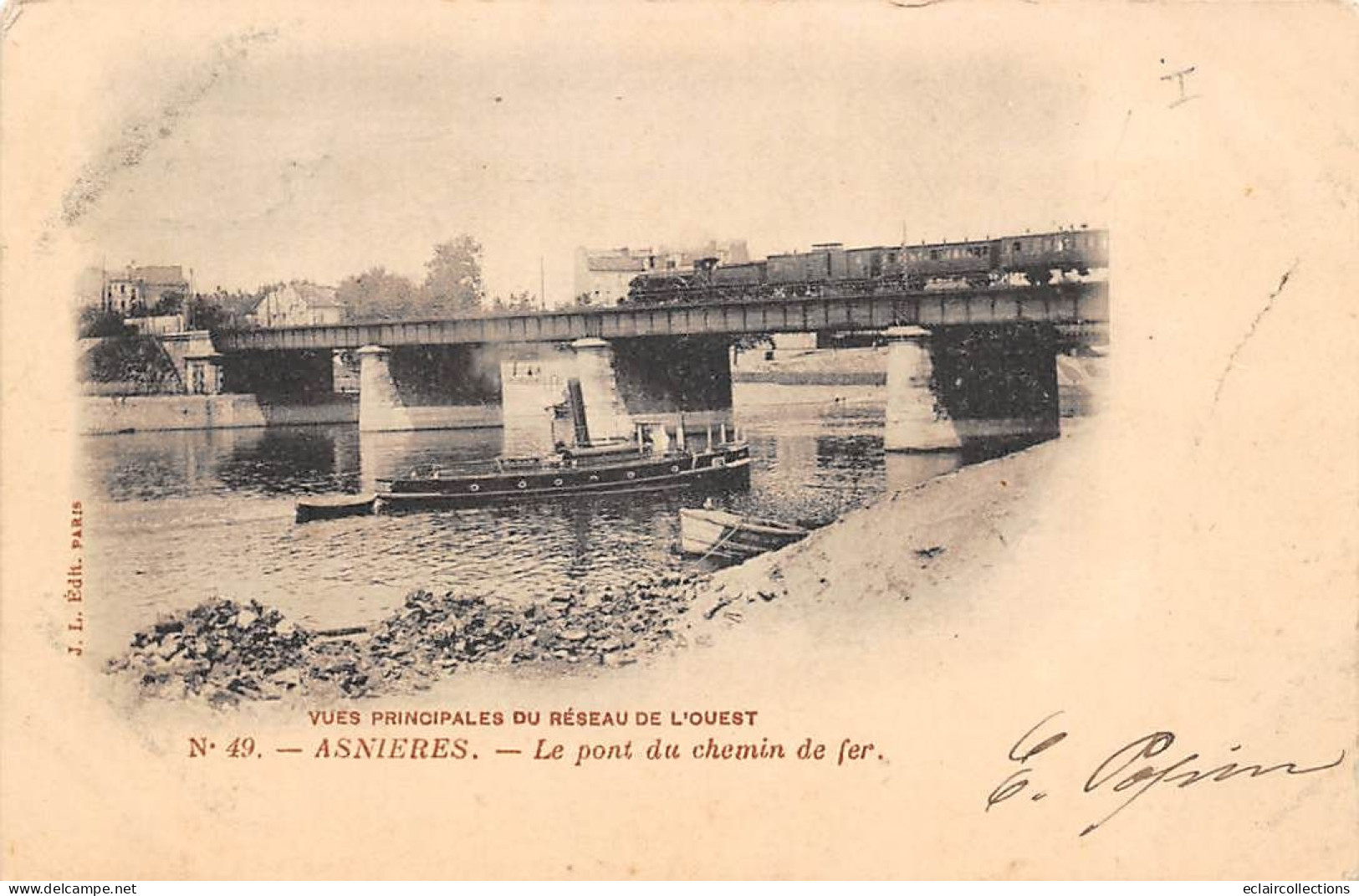 Asnières Sur Seine       92        Le Pont De Chemin De Fer.   Train   . N° 49    (voir Scan) - Asnieres Sur Seine