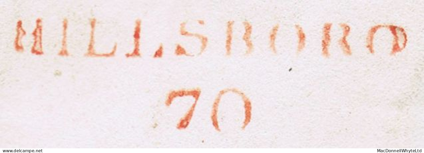 Ireland Down 1832 Masonic Cover To Dublin "Haste9" With Hillsboro POST PAID (with Dot) And Matching HILLSBORO/70 Mileage - Prephilately