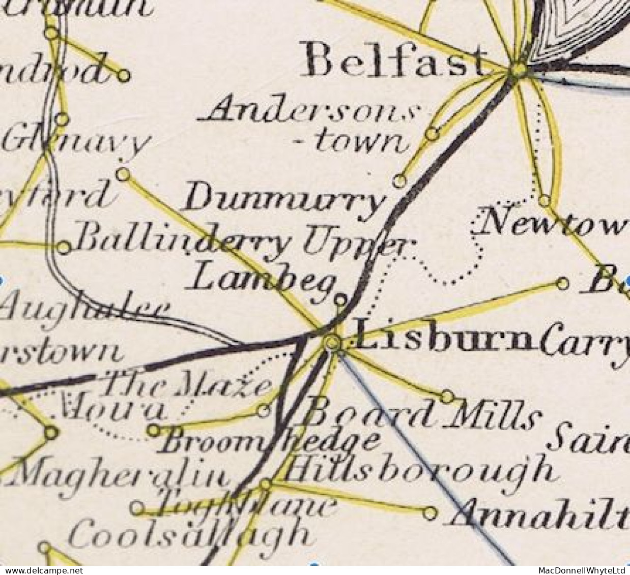 Ireland Down 1832 Masonic Cover To Dublin "Haste9" With Hillsboro POST PAID (with Dot) And Matching HILLSBORO/70 Mileage - Vorphilatelie