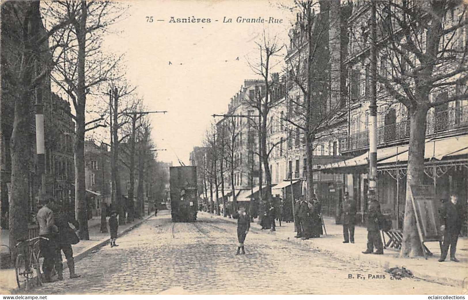 Asnières Sur Seine       92            La Grande Rue.  Tramway     N° 75       (voir Scan) - Asnieres Sur Seine