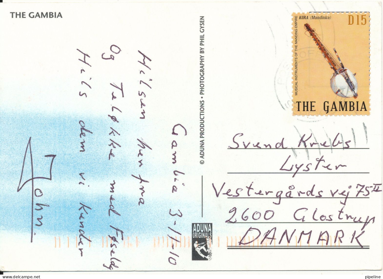 Gambia Postcard Sent To Denmark 3-11-2010 (The Gambia Palmwine Tapper) - Gambia