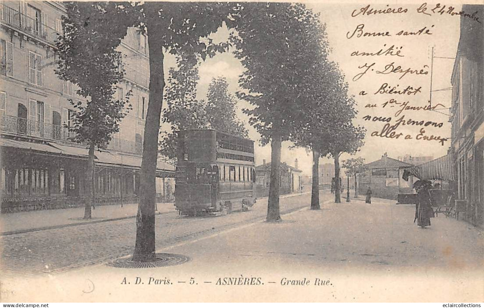 Asnières Sur Seine       92            La Grande Rue.  Tramway.      N° 5      (voir Scan) - Asnieres Sur Seine