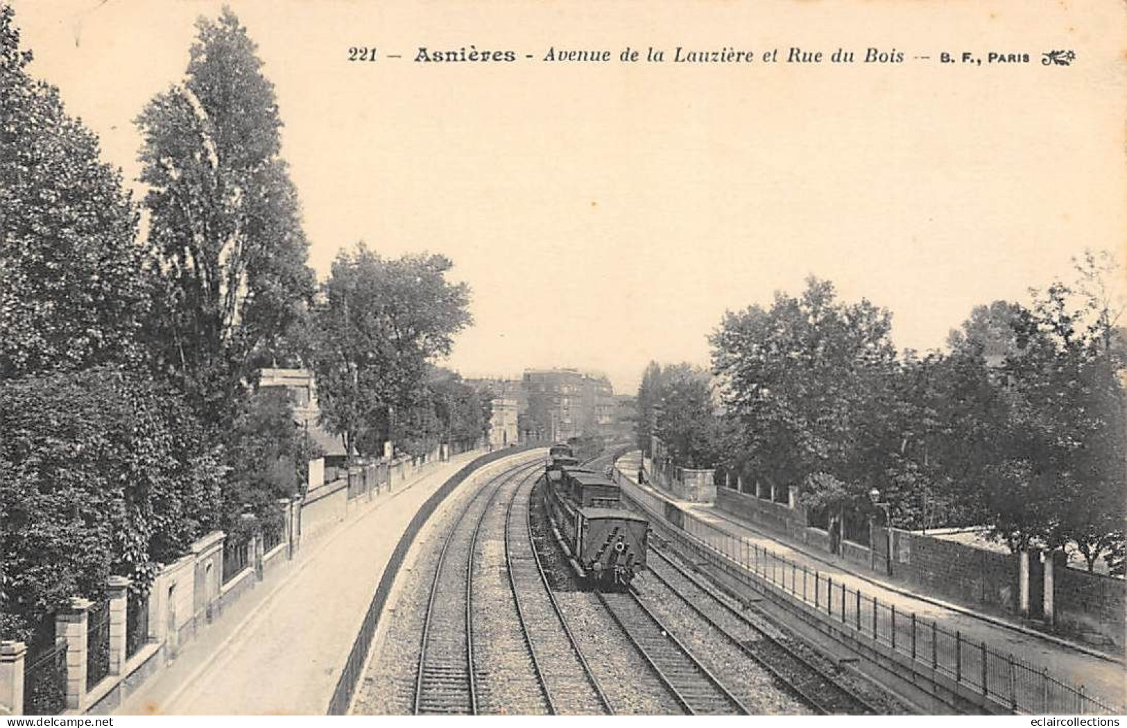 Asnières Sur Seine       92            Avenue De La Lauzière Et Rue Du Bois.. Train   N° 221      (voir Scan) - Asnieres Sur Seine