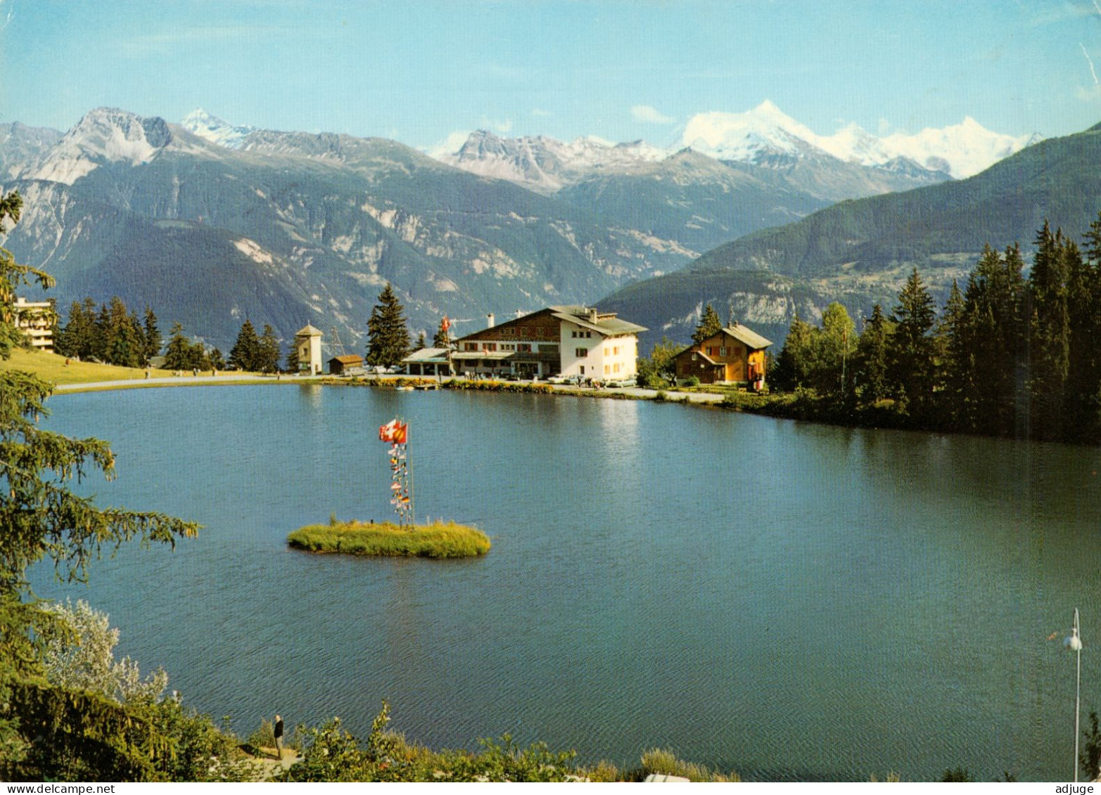 CPM- Suisse- CRANS-MONTANA _ Lac Grenon Et Vue Sur Le Weisshorn - Ann.70- TàD. Crans-sur-Sierre **2 Scans - Crans