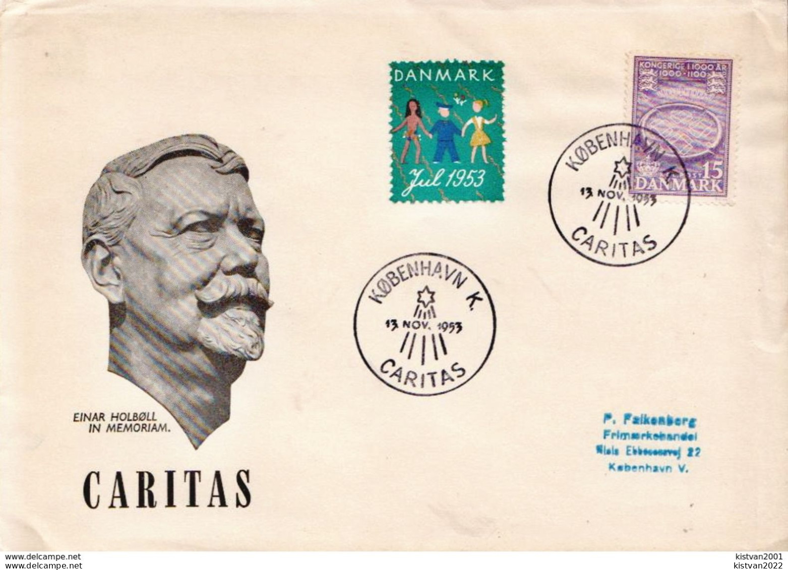 Postal History Cover: Denmark Cover With Caritas Cancel From 1953 - Covers & Documents