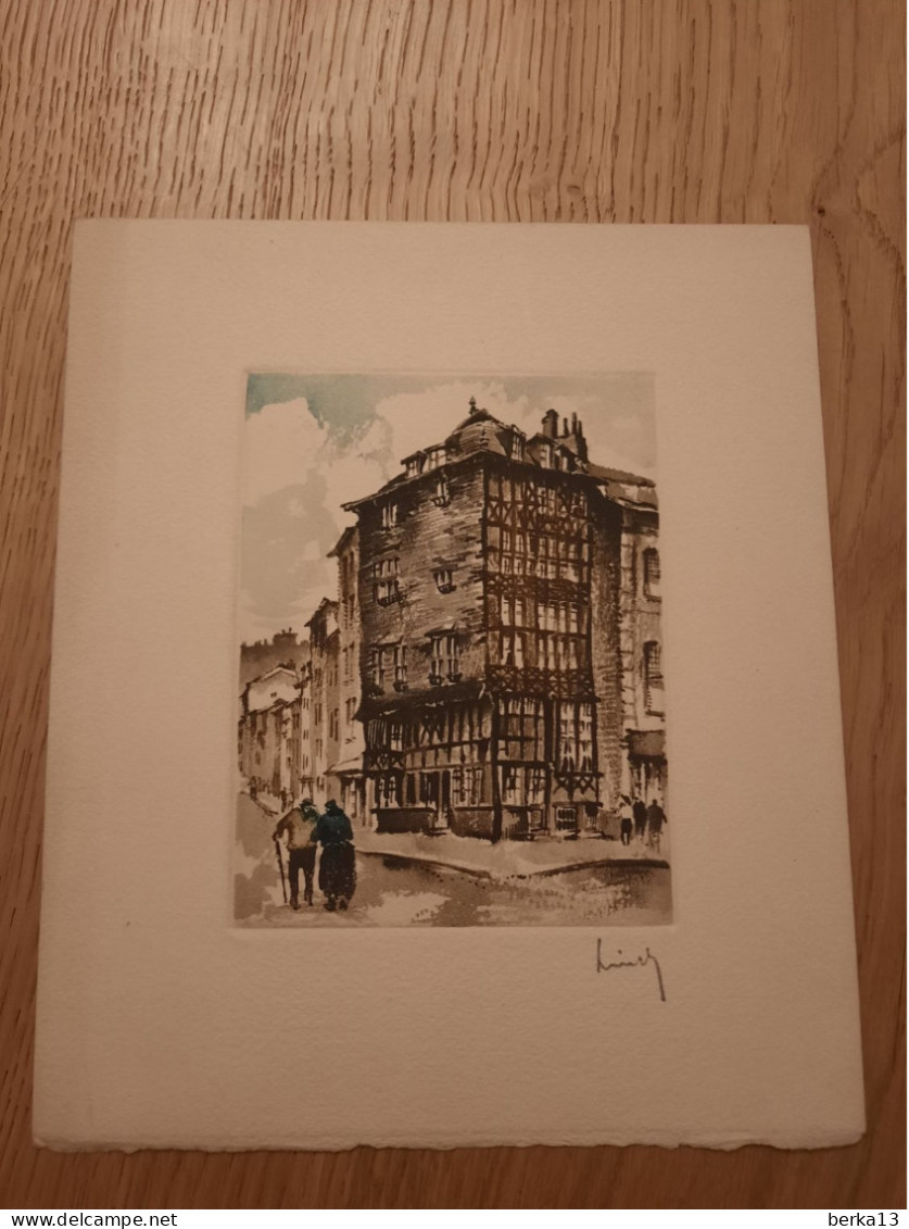 Aquarelle Maison Havart à Liège Signée LINCH - Acquarelli