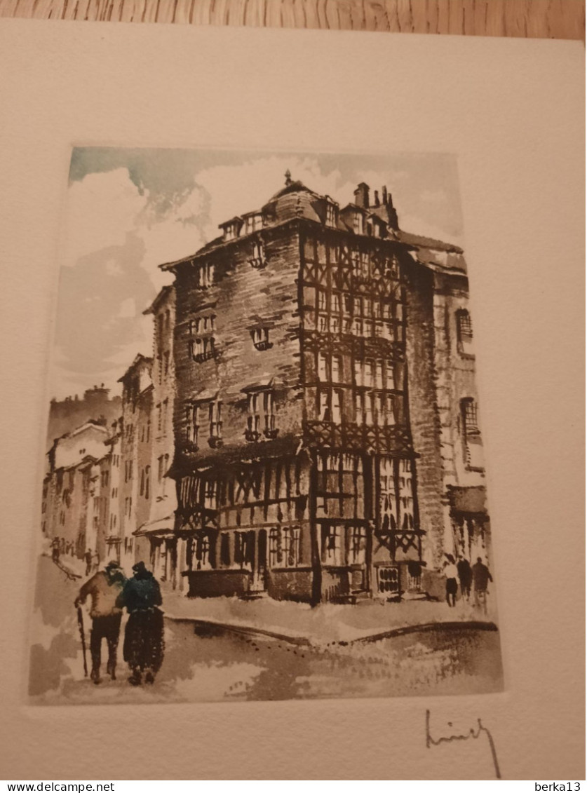 Aquarelle Maison Havart à Liège Signée LINCH - Acquarelli