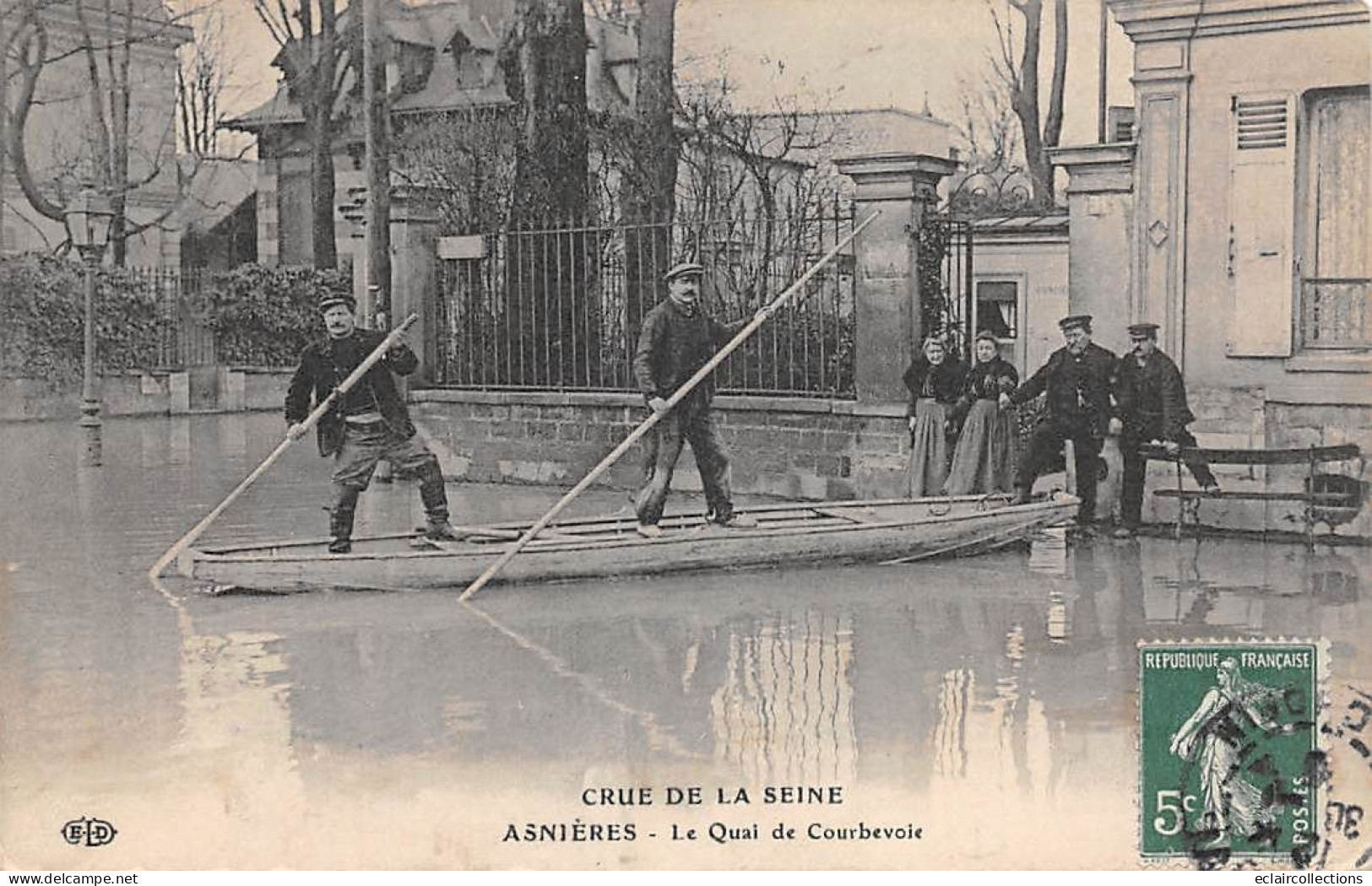 Asnières Sur Seine       92        Inondations  De  1910. Quai De Courbevoie . Sauvetage            (voir Scan) - Asnieres Sur Seine