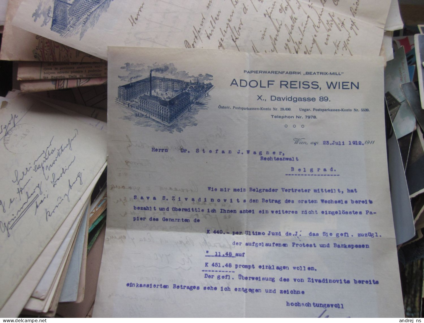 Wien Papierwarenfabrik Beatrix Mill Adolf Reiss Wien 1911 - Österreich