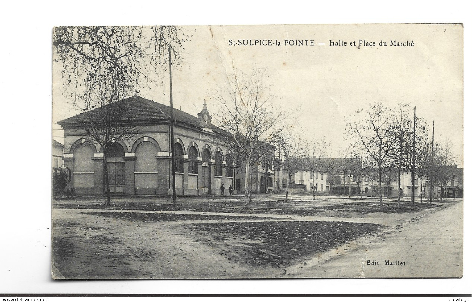 CPA   DPT 81 ST SULPICE LA POINTE , HALLE ET PLACE DU MARCHE En 1921! - Saint Sulpice